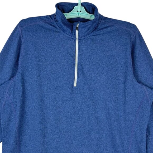 Kirkland Signature Men's Long Sleeve Quarter Zip Blue Lightweight Sweater Size L - Picture 4 of 10